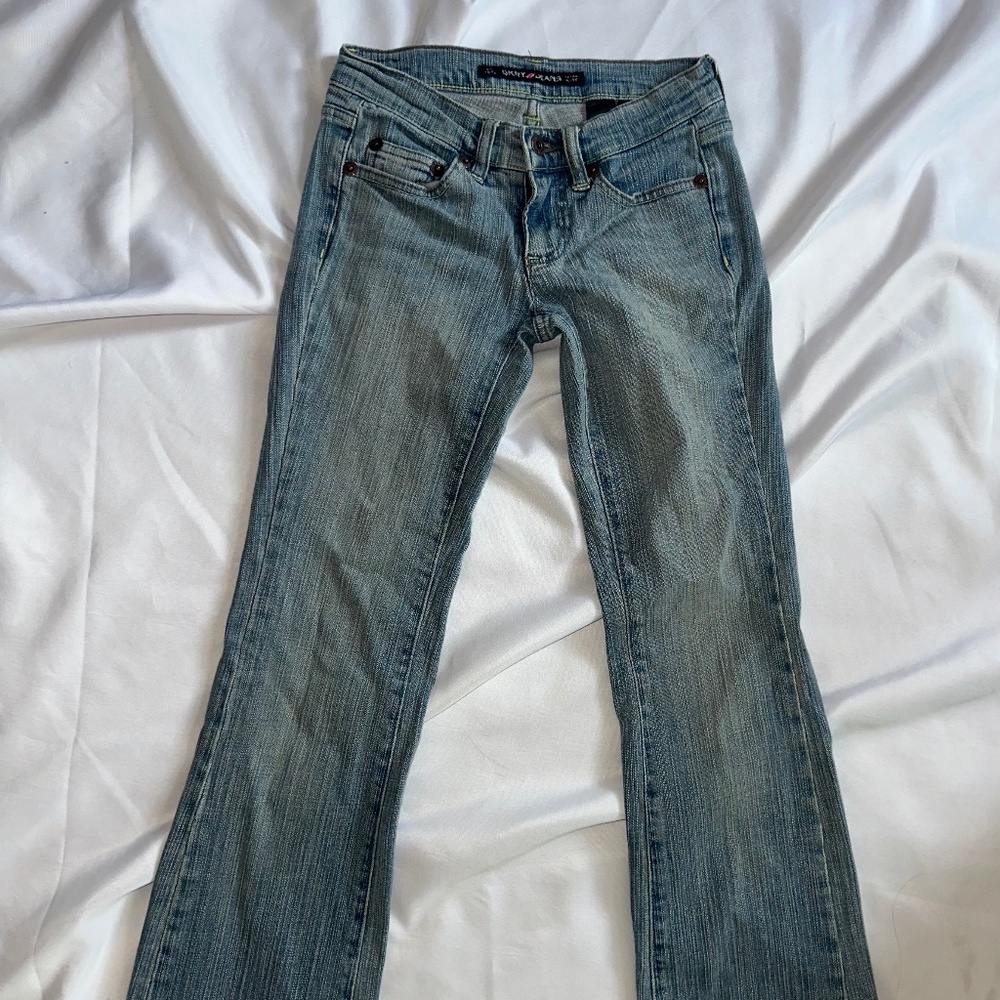 SOLD / Y2K DKNY Times Square Flair Denim- Size 0